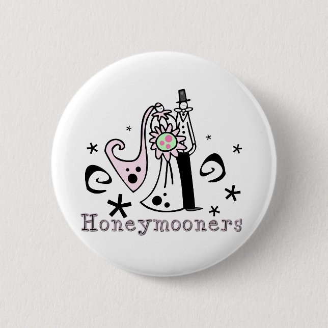 Pink and Black Honeymooners 6 Cm Round Badge (Front)