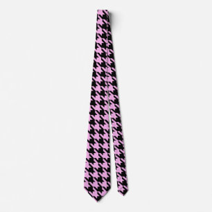 Pink and Black Houndstooth Tie