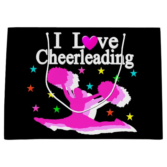 PINK AND BLACK I LOVE CHEERLEADER GIFT BAGS (Front)