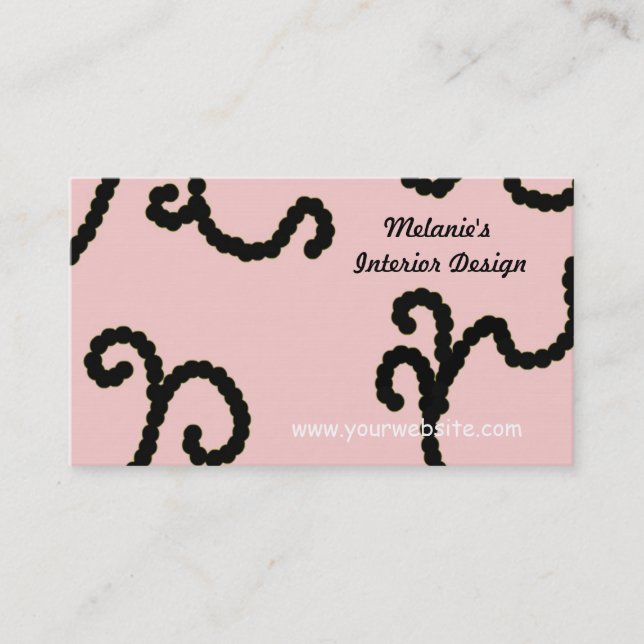 Pink and Black Interior Design Business Card (Front)
