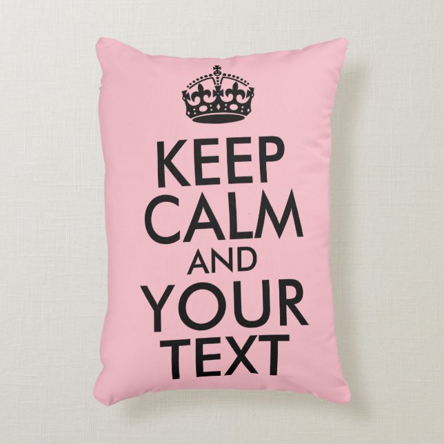 Pink and Black Keep Calm and Your Text Decorative Cushion (Front(Vertical))