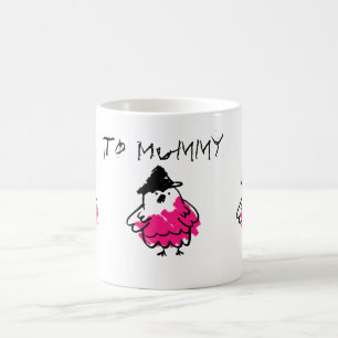Pink and black kids crayon chick drawing coffee mug