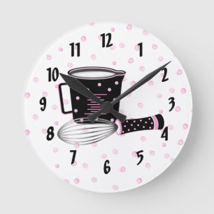 Pink and Black Kitchen Clock