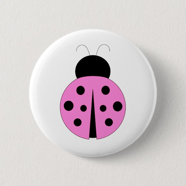 Pink and Black Ladybug 6 Cm Round Badge (Front)