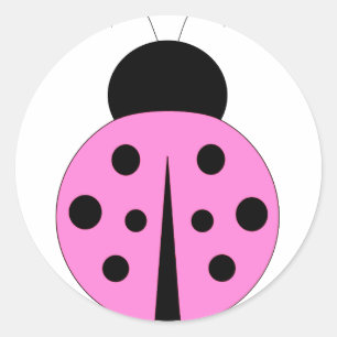 Pink and Black Ladybug Classic Round Sticker