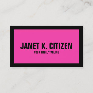 Pink and Black large text bold business card
