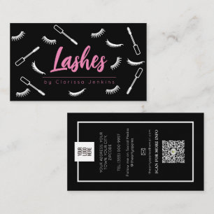 Pink and Black Lashes Eyelash Extensions makeup Business Card