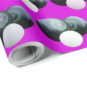 Pink And Black Lawn Bowls Pattern, Wrapping Paper