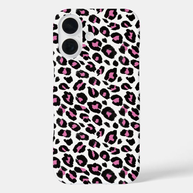 Pink and Black Leopard Print Case-Mate iPhone Case (Back)