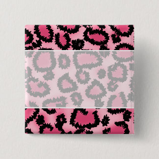 Pink and Black Leopard Print Pattern. 15 Cm Square Badge
