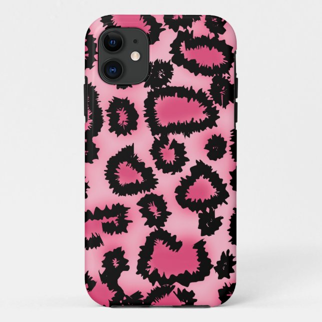 Pink and Black Leopard Print Pattern. Case-Mate iPhone Case (Back)