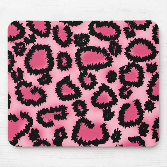 Pink and Black Leopard Print Pattern. Mouse Mat (Front)