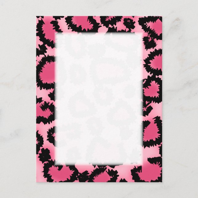 Pink and Black Leopard Print Pattern. Postcard (Front)