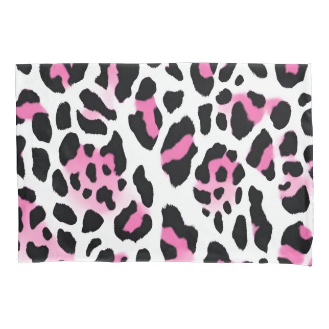 Pink And Black Leopard Spots Animal Print Pillowcase (Front)