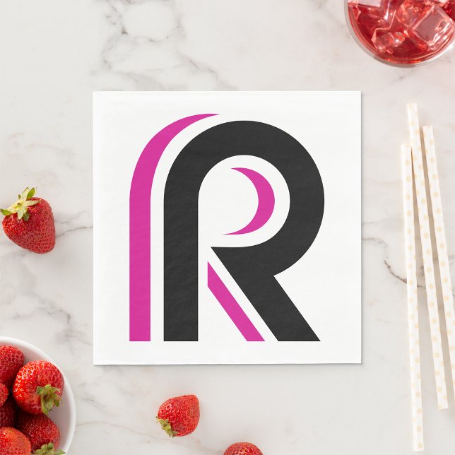 Pink And Black Letter R Napkin (Creator Uploaded)