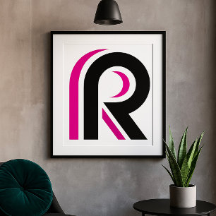 Pink And Black Letter R Poster