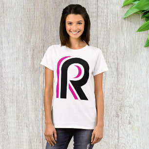 Pink And Black Letter R T-Shirt