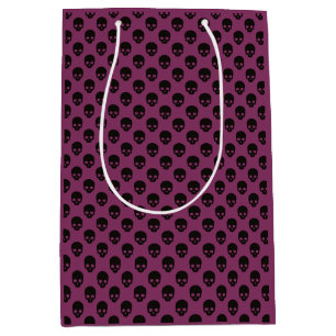Pink and Black Little Skulls Pattern Halloween Medium Gift Bag