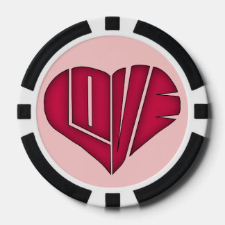 Pink and Black LOVE Personalised Couple Poker Chip