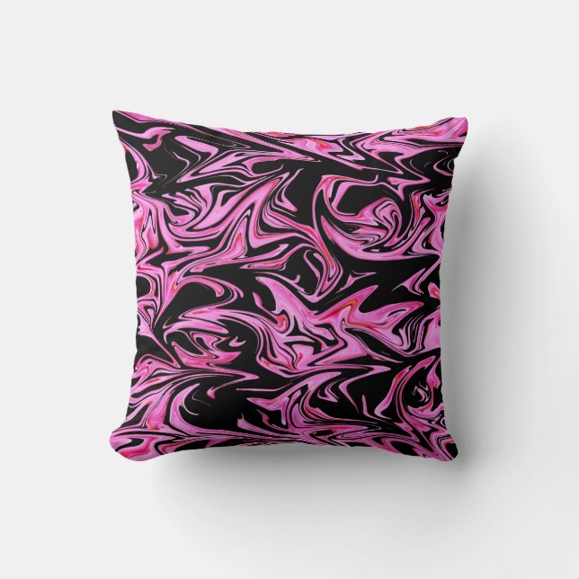 Pink And Black Marble Fairy Floss  Throw Cushion. Cushion (Front)