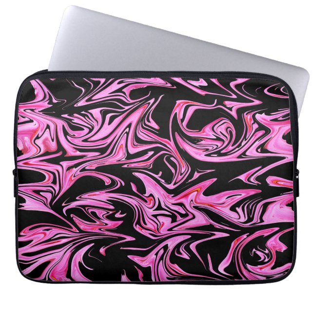 Pink And Black Marble, Laptop Sleeve (Front)