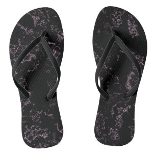 pink and black Marble Swirl Abstract Flip Flops