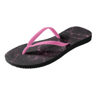 pink and Black Marble Swirl Abstract Flip Flops