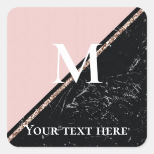 pink and black marble texture celebrations  square sticker