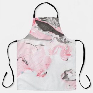 Pink and black marble texture. Hand drawn Apron