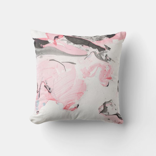 Pink and black marble texture. Hand drawn Cushion (Front)