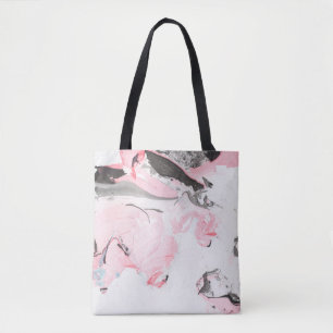 Pink and black marble texture. Hand drawn Tote Bag