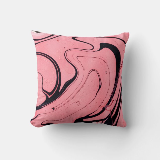 Pink and black marble texture. Hand painted Cushion (Front)