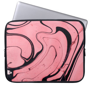 Pink and black marble texture. Hand painted Laptop Sleeve