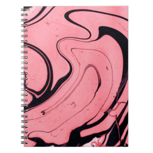 Pink and black marble texture. Hand painted Notebook