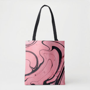 Pink and black marble texture. Hand painted Tote Bag