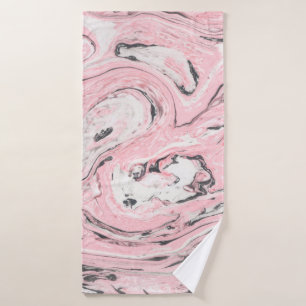Pink and black marble texture. Modern abstract bac Bath Towel