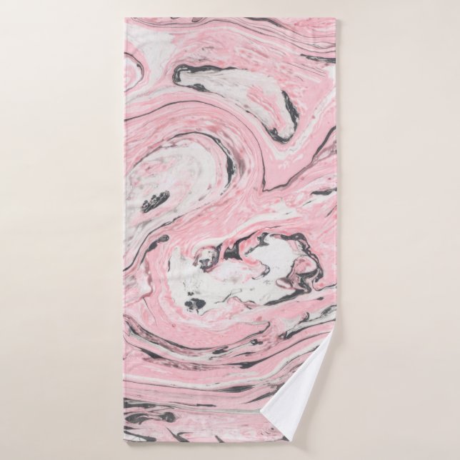 Pink and black marble texture. Modern abstract bac Bath Towel (Bath Towel)
