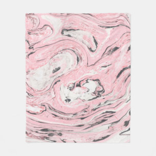 Pink and black marble texture. Modern abstract bac Fleece Blanket