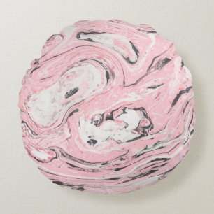 Pink and black marble texture. Modern abstract bac Round Cushion