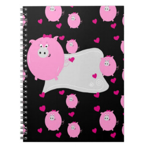 Pink and black micro pig pattern personalise it notebook