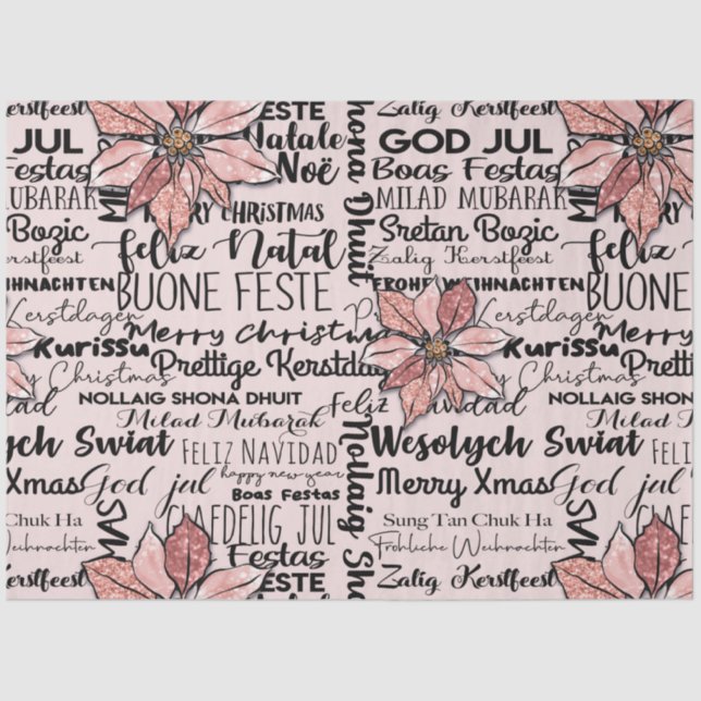 Pink and Black Modern and Festive Christmas Tissue Paper (Front)