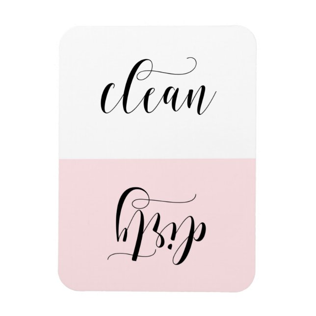 Pink and Black Modern Calligraphy Dishwasher Magnet (Vertical)