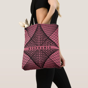 Pink And Black Modern Geometric Lines  Tote Bag