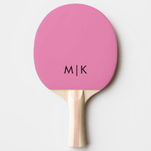 Pink and Black Modern Monogram Ping Pong Paddle