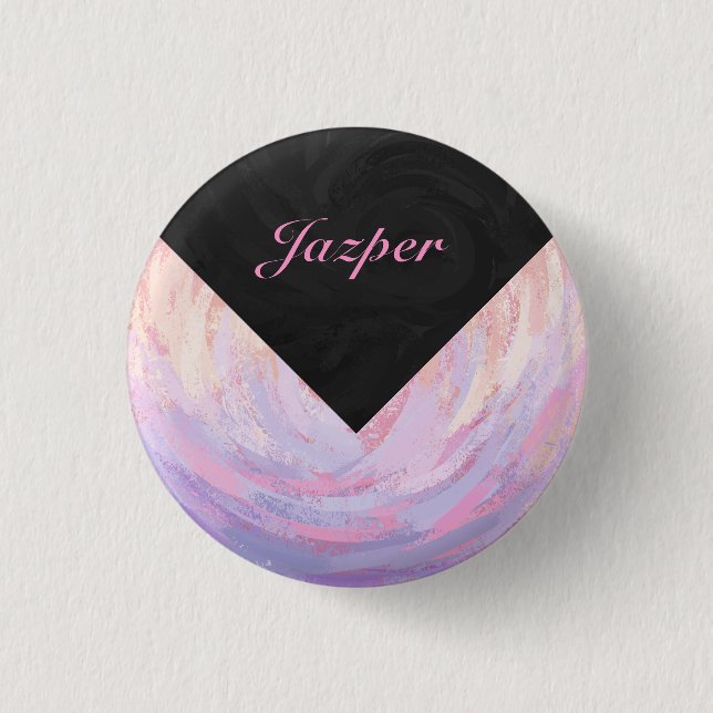 Pink and Black Monogram 3 Cm Round Badge (Front)