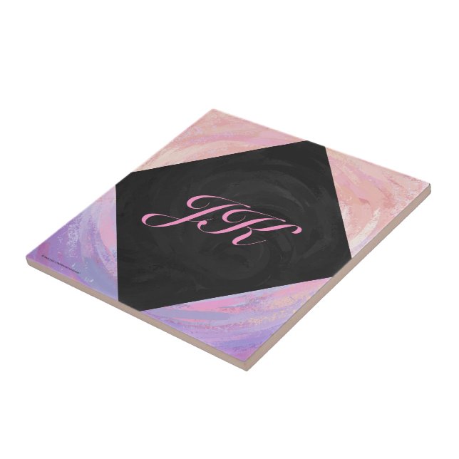 Pink and Black Monogram Tile (Side)