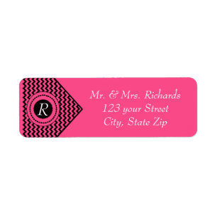 Pink and Black Monogrammed Chevron