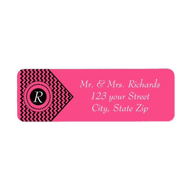 Pink and Black Monogrammed Chevron (Front)