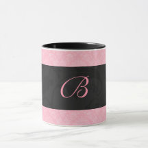 Pink and Black Monogrammed Feminine Damask