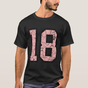 Pink And Black Number 18 Jersey Player Uniform #18 T-Shirt